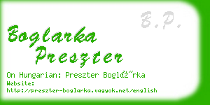 boglarka preszter business card